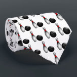 Bowling Pin and Ball Tie<br><div class="desc">Bowling Men's Tie - Two side print. Featuring a bowling ball and bowling pin pattern on a white background. A great gift for a bowler or bowling fan. ⭐99% of my designs in my store are done in layers. This makes it easy for you to resize and move the graphics...</div>