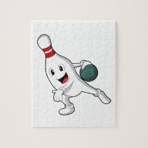 Bowling pin at Bowling with Bowling ball Jigsaw Puzzle
