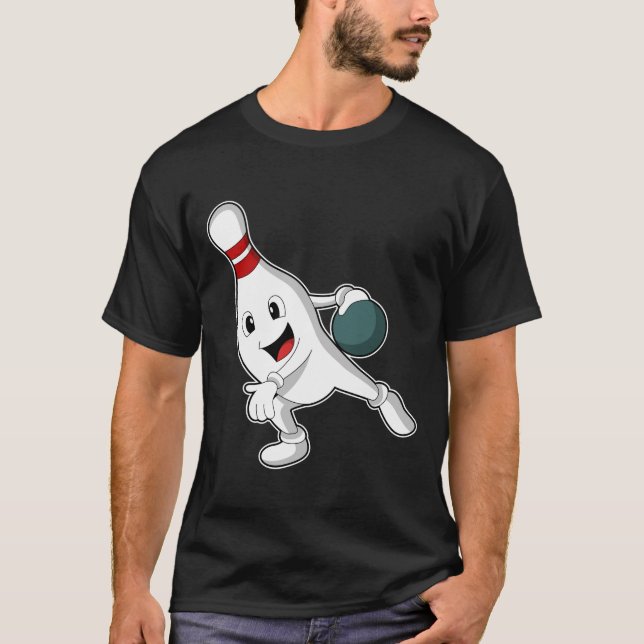 Bowling pin at Bowling with Bowling ball T-Shirt (Front)