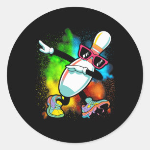 Bowling Pin Dabbing Sungles Bowler Player Kids Boy Classic Round Sticker