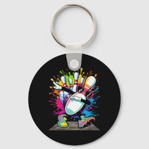 Bowling Pin Dabbing Sungles Bowler Player Kids Boy Keychain