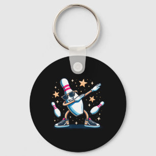 Bowling Pin Dabbing Sungles Bowler Player Kids Boy Keychain