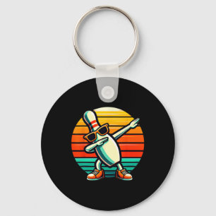 Bowling Pin Dabbing Sungles Bowler Player Kids Boy Keychain