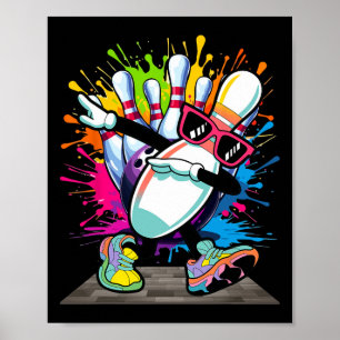 Bowling Pin Dabbing Sungles Bowler Player Kids Boy Poster