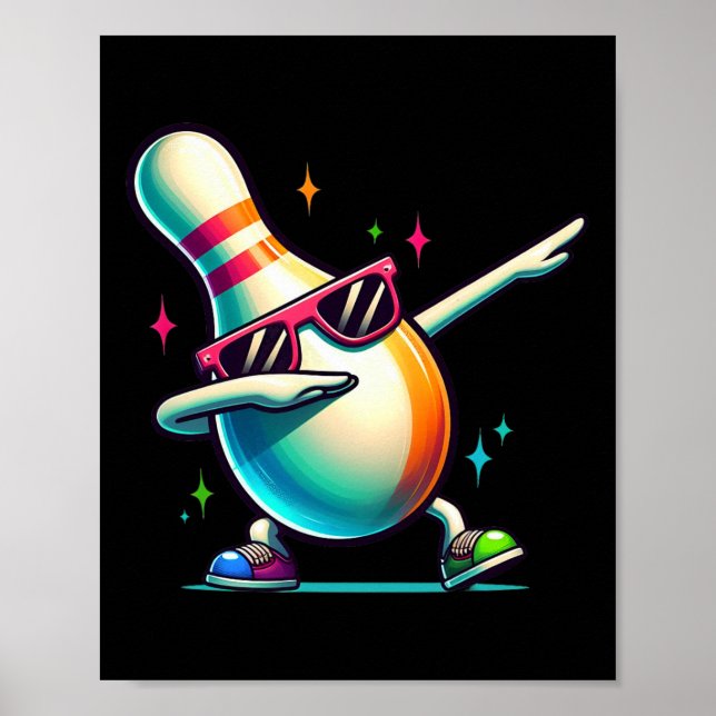 Bowling Pin Dabbing Sungles Bowler Player Kids Boy Poster (Front)