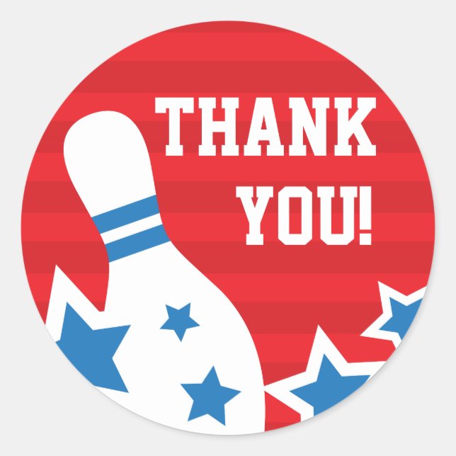 Bowling pin fête d'anniversaire merci sticker (Devant)