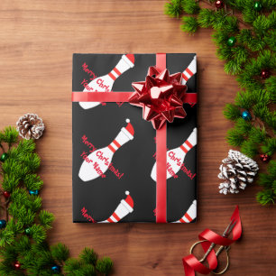 Bowling pin with Santa hat custom Christmas Wrapping Paper