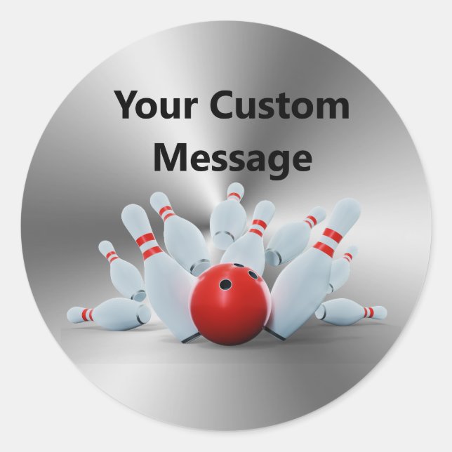 Bowling pins 10 Pin Bowling Ball Custom Classic Round Sticker (Front)