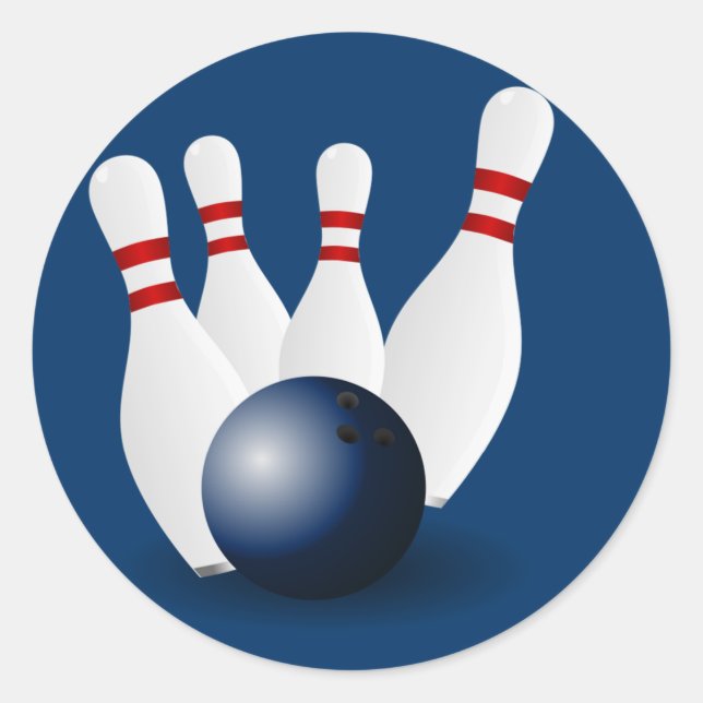 Bowling Pins and Ball Classic Round Sticker (Front)