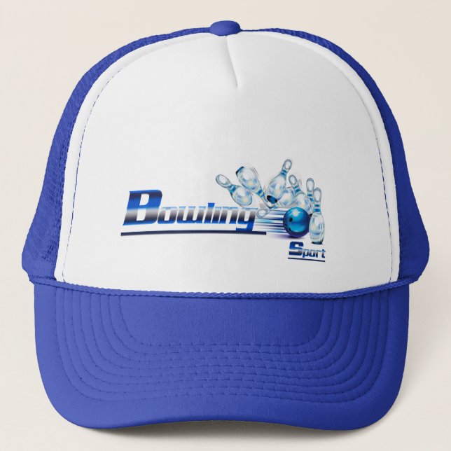 Bowling pins and ball     trucker hat (Front)