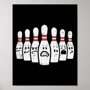 Bowling Pins Faces Funny Bowler Men Women Kids Boy Poster