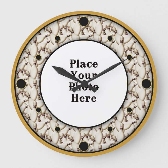 Bowling Pins Frame Your Photo Wall Clock (Front)