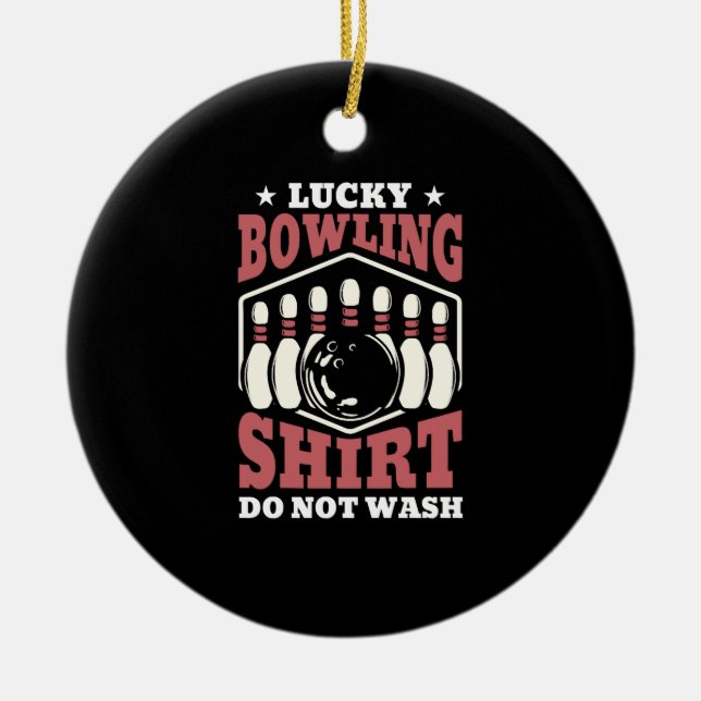 Bowling Pins Gift Birthday Christmas Idea Ceramic Ornament (Front)