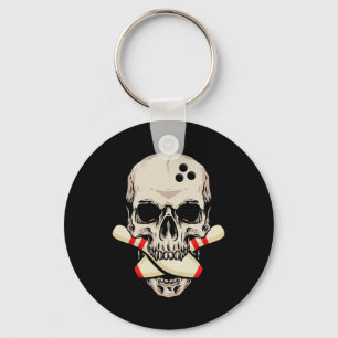 Bowling Pins Retro Skull Skeleton Head Bowling Bal Keychain