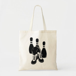 bowling pins shoes and ball sports art  tote bag