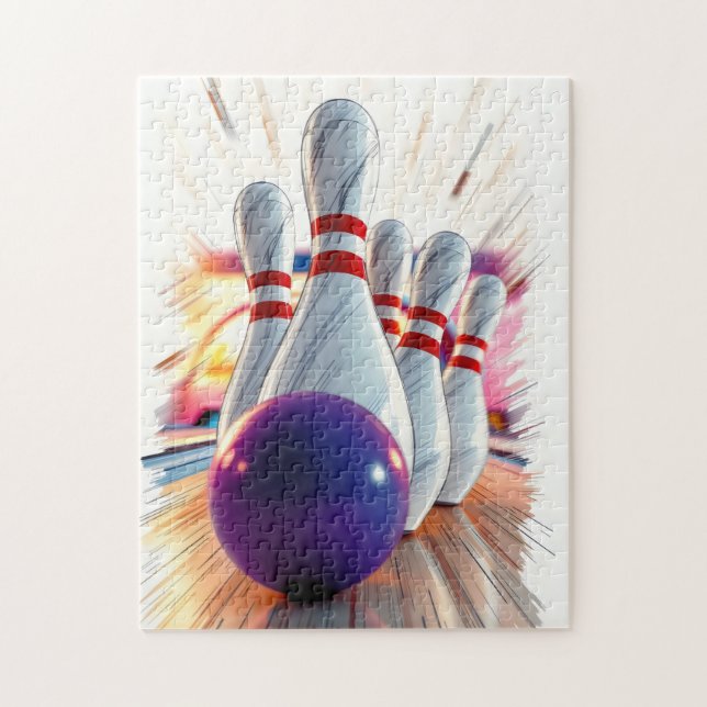 bowling pins strike jigsaw puzzle (Vertical)