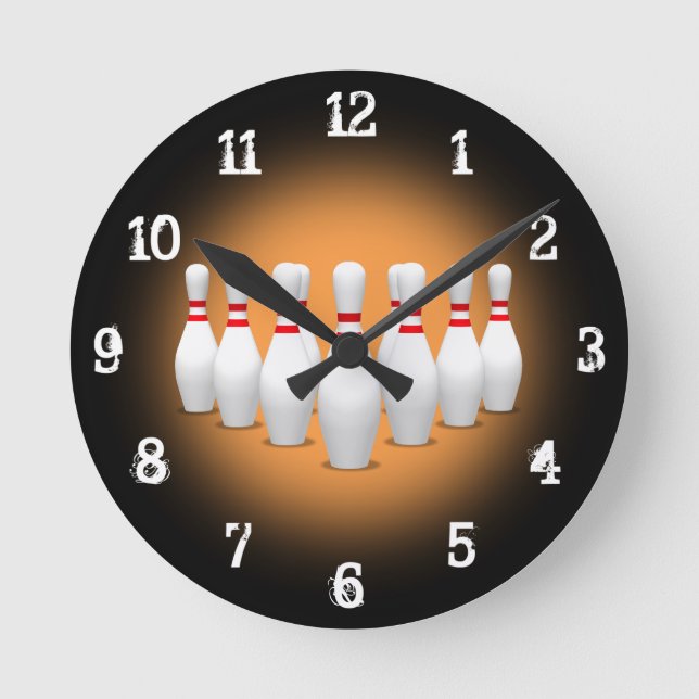 Bowling Pins: Wall Clock (Front)