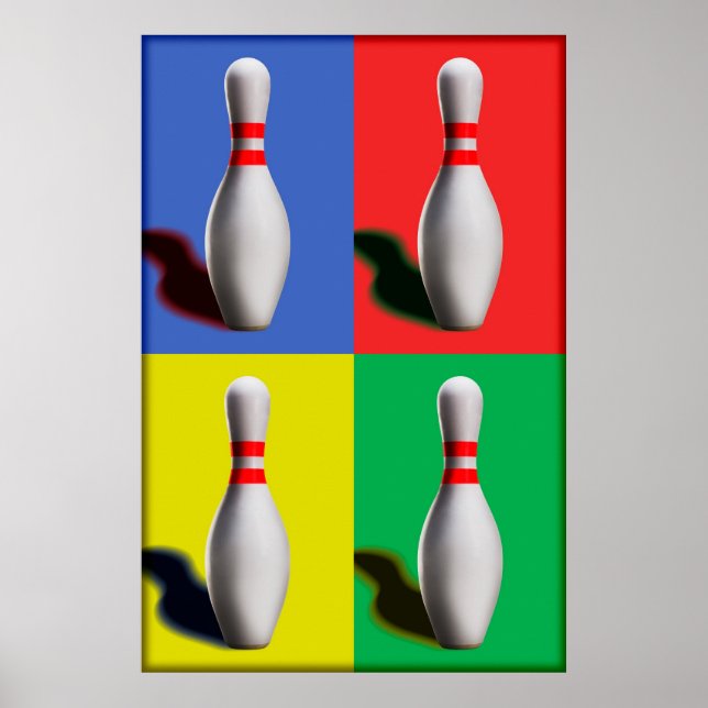 Bowling Pins Wall Pop Art Design Poster (Front)