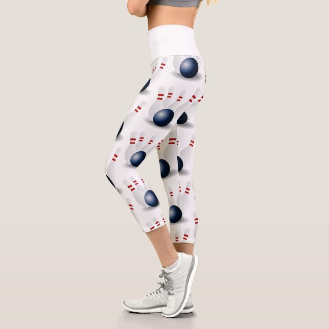 Bowling pins white capri leggings (Left)