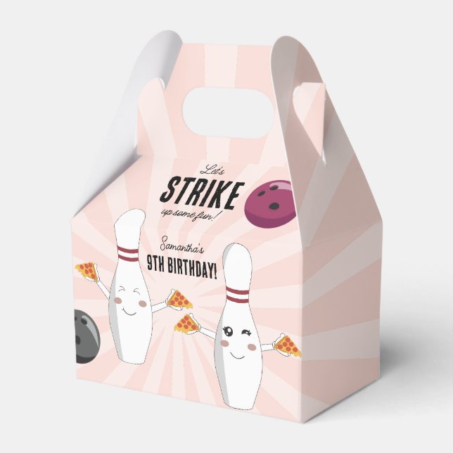 Bowling Pizza Strike Up Some Fun Kids Birthday  Favor Box (Front Side)