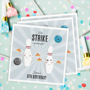 Bowling Pizza Strike Up Some Fun Kids Birthday Napkin