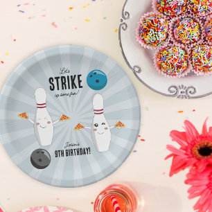 Bowling Pizza Strike Up Some Fun Kids Birthday Paper Plate