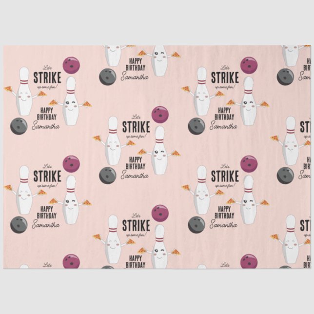 Bowling Pizza Strike Up Some Fun Kids Birthday  Tissue Paper (Front)