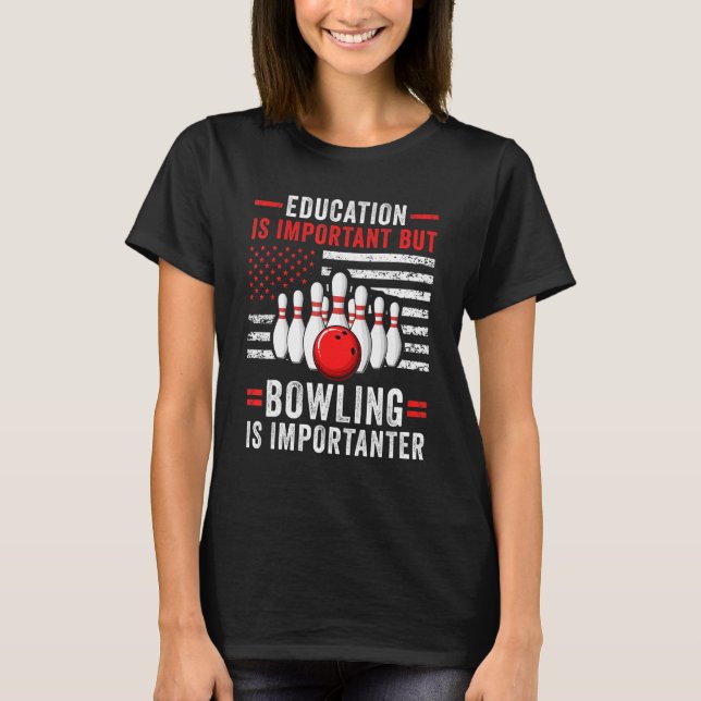   Bowling Player US Flag Bowler Team Bowling Lane  T-Shirt (Front)