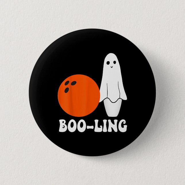 Bowling Pun Boo-ling Funny Bowling Players Hallowe 2 Inch Round Button (Front)