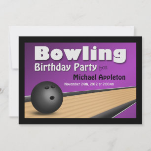 Bowling - Purple Anniversaire Invitations