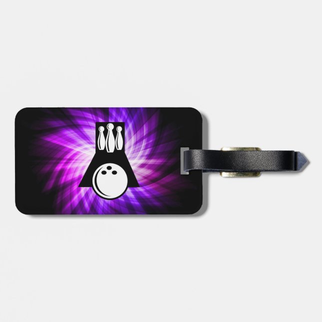 Bowling; Purple Luggage Tag (Back Horizontal)