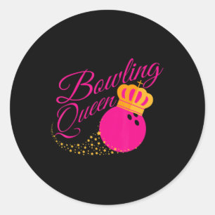 Bowling Queen Fun Gift For Girls Bowlers Classic Round Sticker