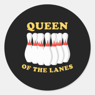 Bowling Queen Of The Lanes Girls Or Womens Classic Round Sticker