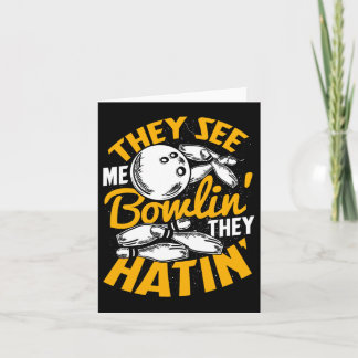 Bowling Roll Pins Strike Bowler Sports Team Card