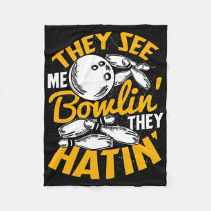 Bowling Roll Pins Strike Bowler Sports Team Fleece Blanket
