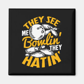 Bowling Roll Pins Strike Bowler Sports Team Magnet