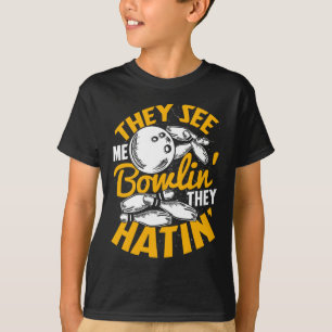 Bowling Roll Pins Strike Bowler Sports Team  T-Shirt