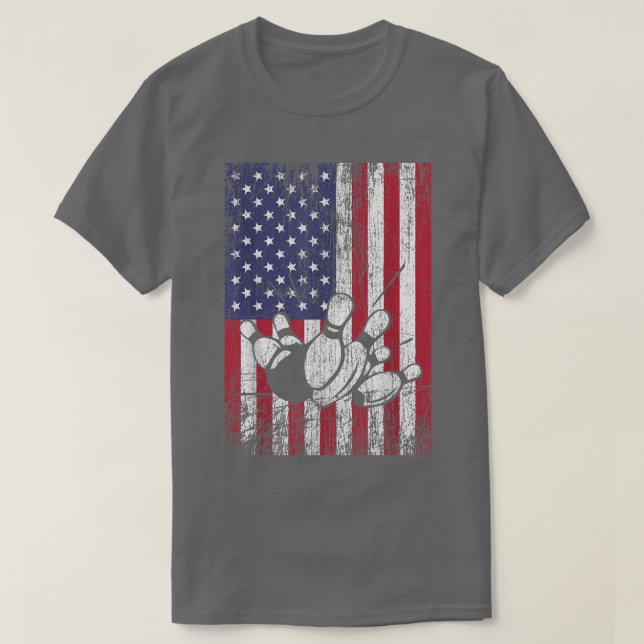 Bowling s American Flag Funny Gift  Bowling s  T-Shirt (Design Front)