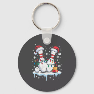 Bowling Santa Hat Funny Christmas Long Sleeve  Keychain