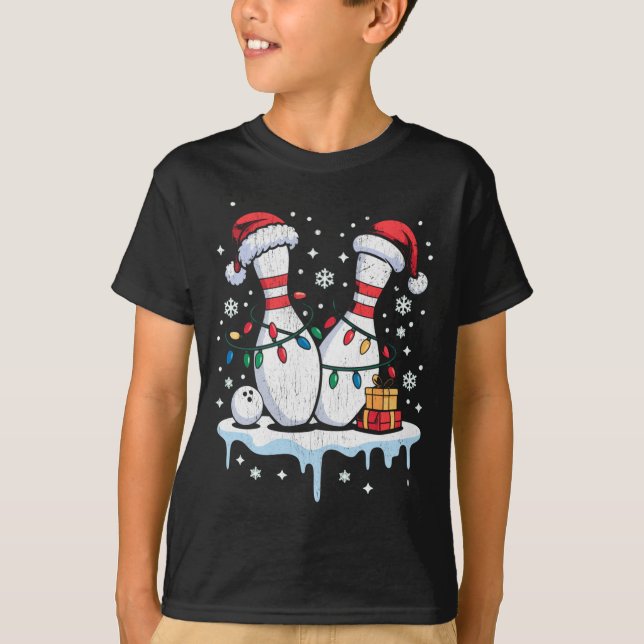 Bowling Santa Hat Funny Christmas Long Sleeve  T-Shirt (Front)