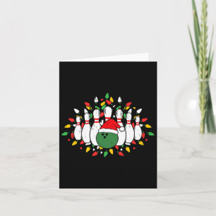 Bowling Santa Hat Xmas Sports Lovers Present Card
