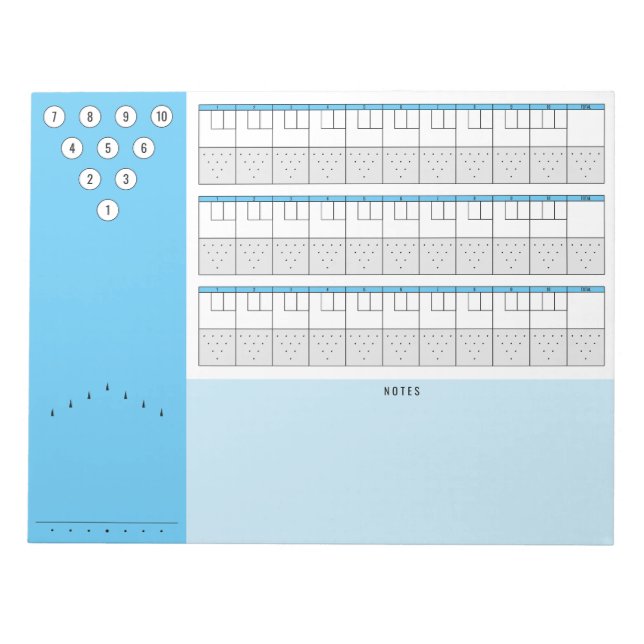 Bowling Scoreboard Diagrams & Notes | Sky Blue (Front)