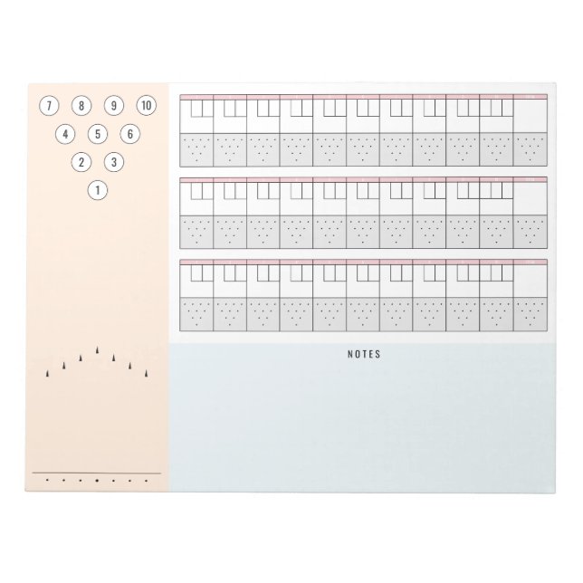 Bowling Scoresheet 3 games + Notes | Light (Front)