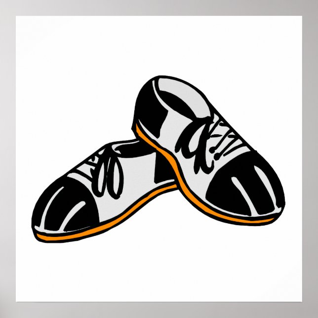 bowling shoes cartoon graphic poster (Front)