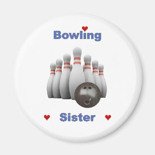 Bowling Sister Hearts Magnet