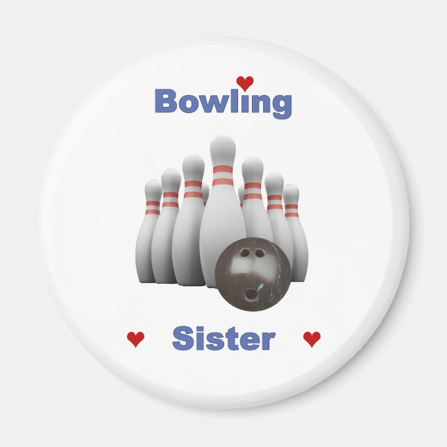 Bowling Sister Hearts Magnet (Front)