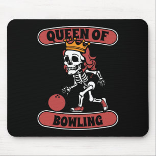 Bowling Skeleton Team League - Alley Bowler Queen  Mouse Pad