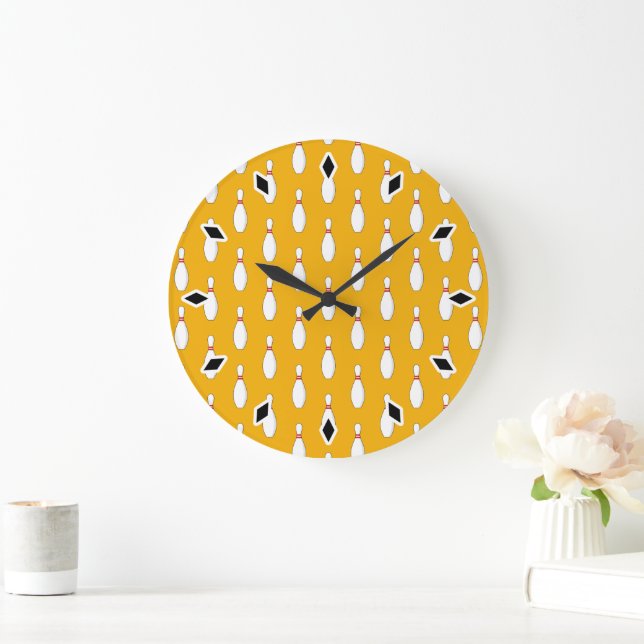 Bowling Skittle Pattern Large Clock (Home)