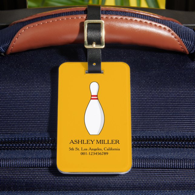 Bowling Skittle Personalize Luggage Tag (Front Insitu 2)