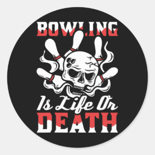 Bowling Skull Team - Alley League Bowler Classic Round Sticker